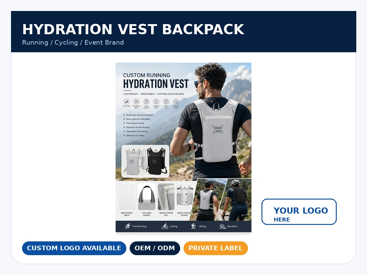 Custom Hydration Vest Backpack custom logo OEM ODM catalog page